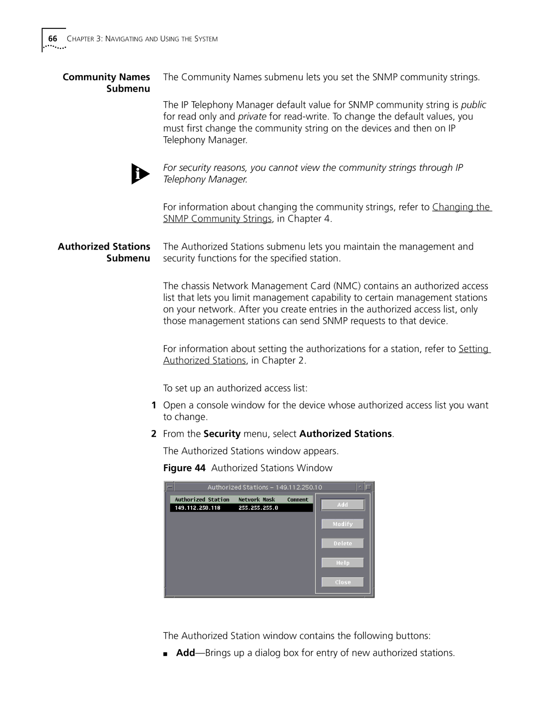 3Com 5210 manual Submenu, Snmp Community Strings, in Chapter 