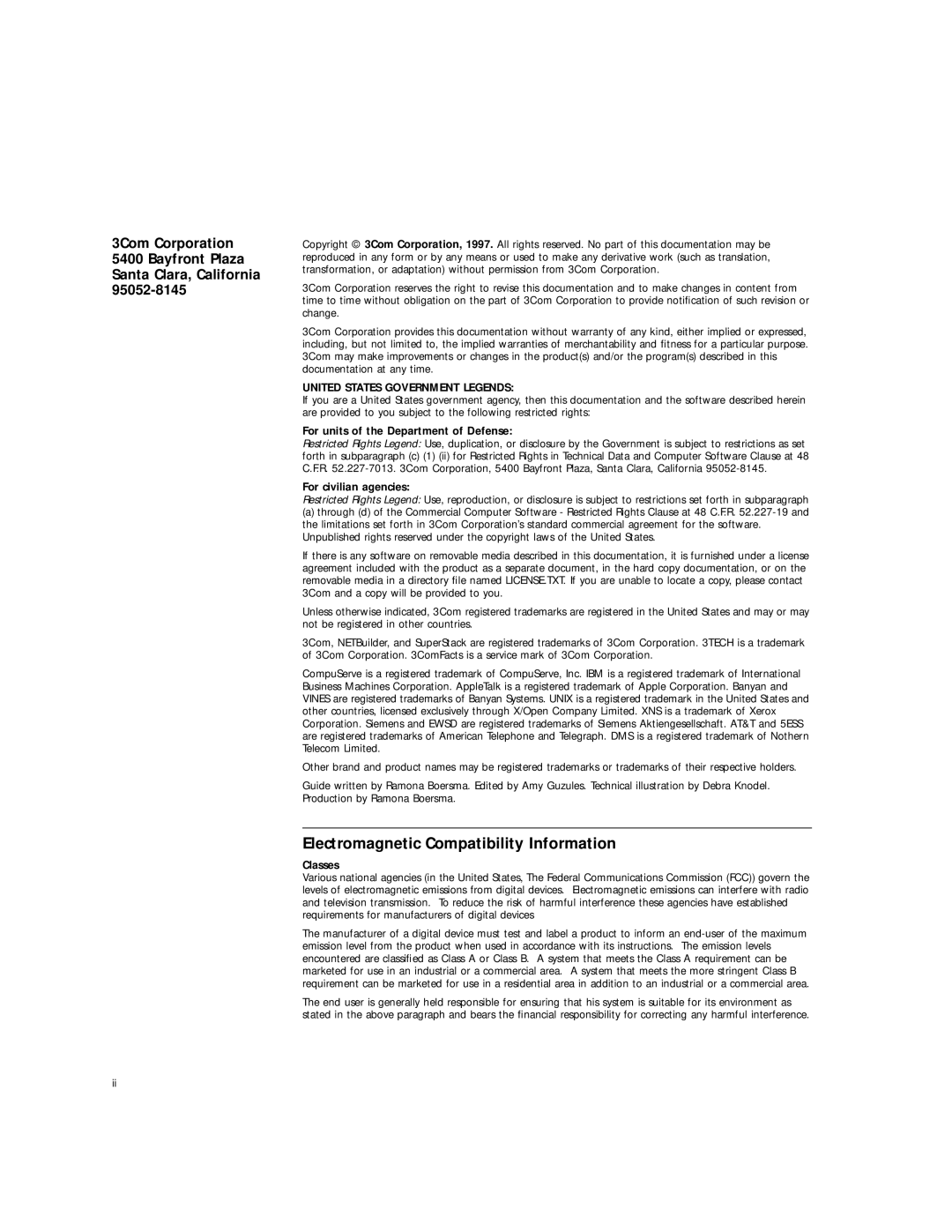 3Com 52x, 32x manual Electromagnetic Compatibility Information 