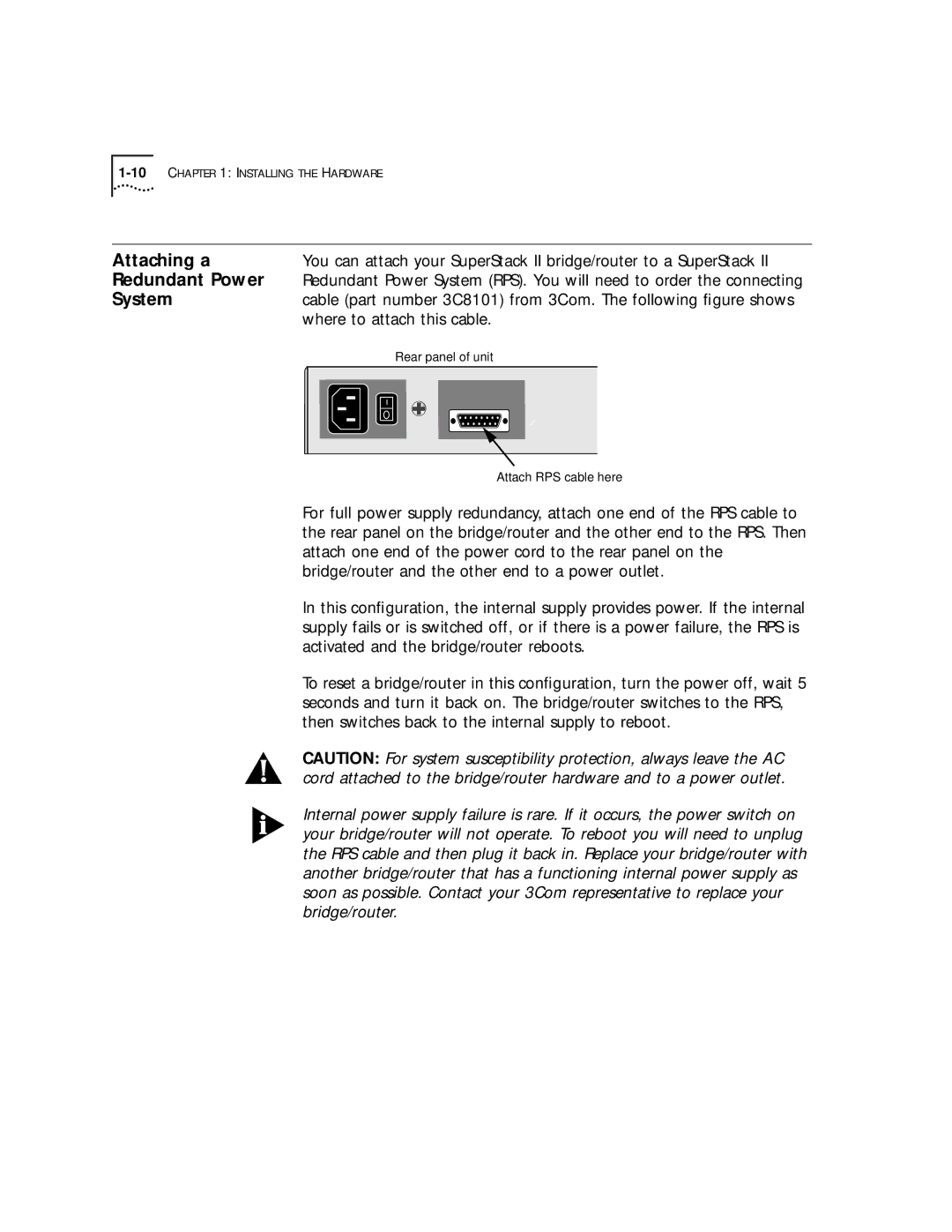 3Com 52x, 32x manual Attaching a, Redundant Power, System 