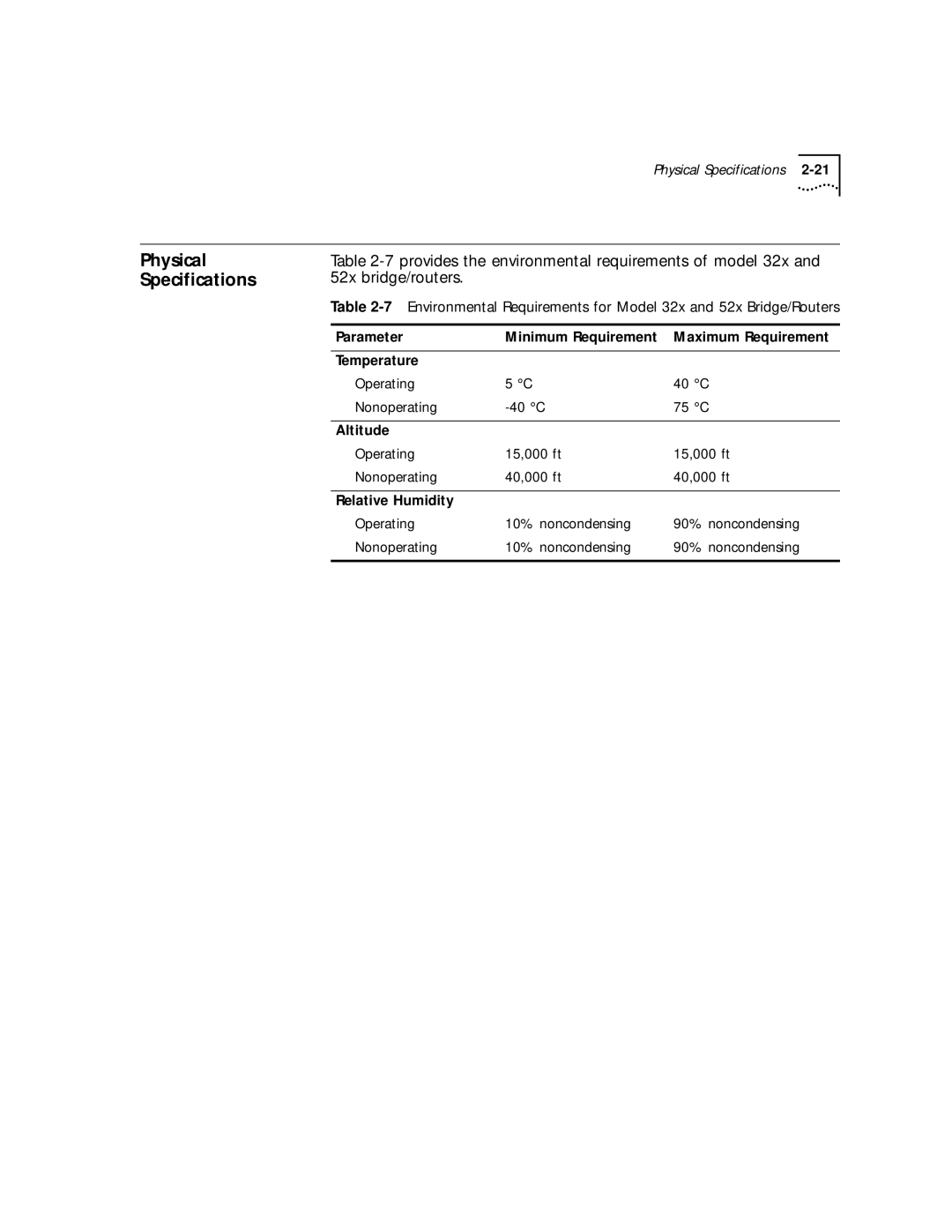 3Com 32x, 52x manual Physical Specifications, Altitude, Relative Humidity 