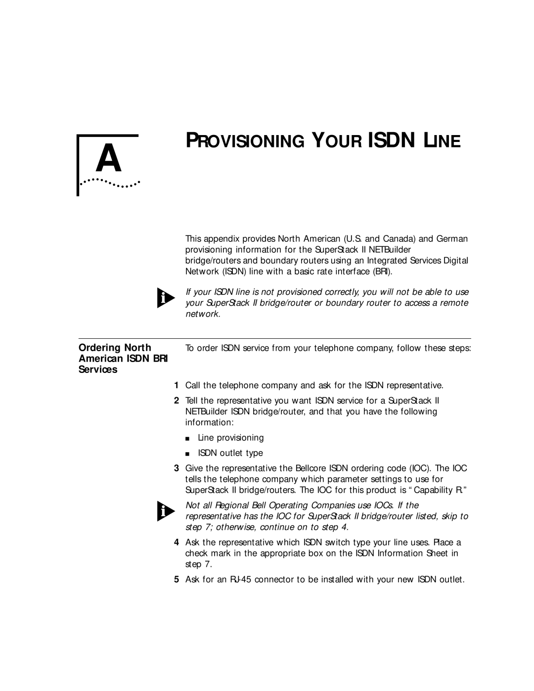 3Com 32x, 52x manual Provisioning Your Isdn Line, American Isdn BRI Services 