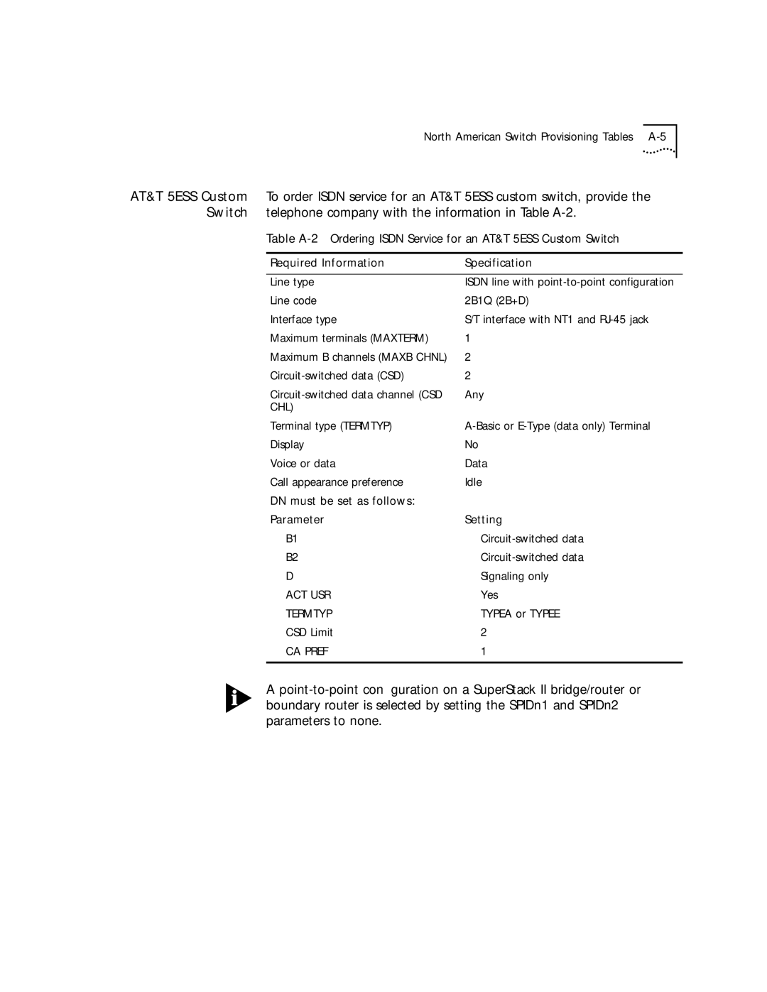 3Com 32x, 52x manual Required Information Specification, DN must be set as follows Parameter Setting 