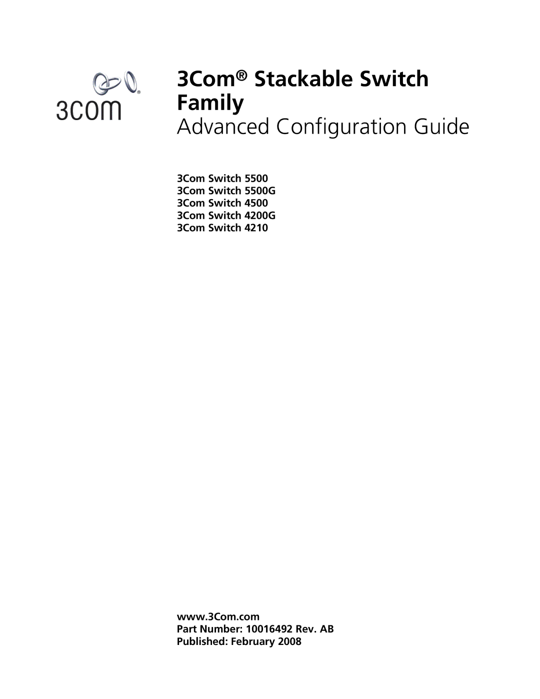 3Com 5500G, 4210, 4200G manual 3Com Stackable Switch Family 