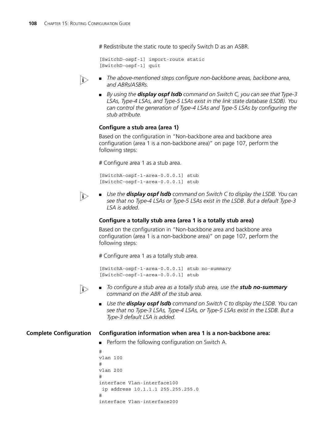 3Com 5500G, 4210, 4200G manual ABRs/ASBRs, Perform the following configuration on Switch a 