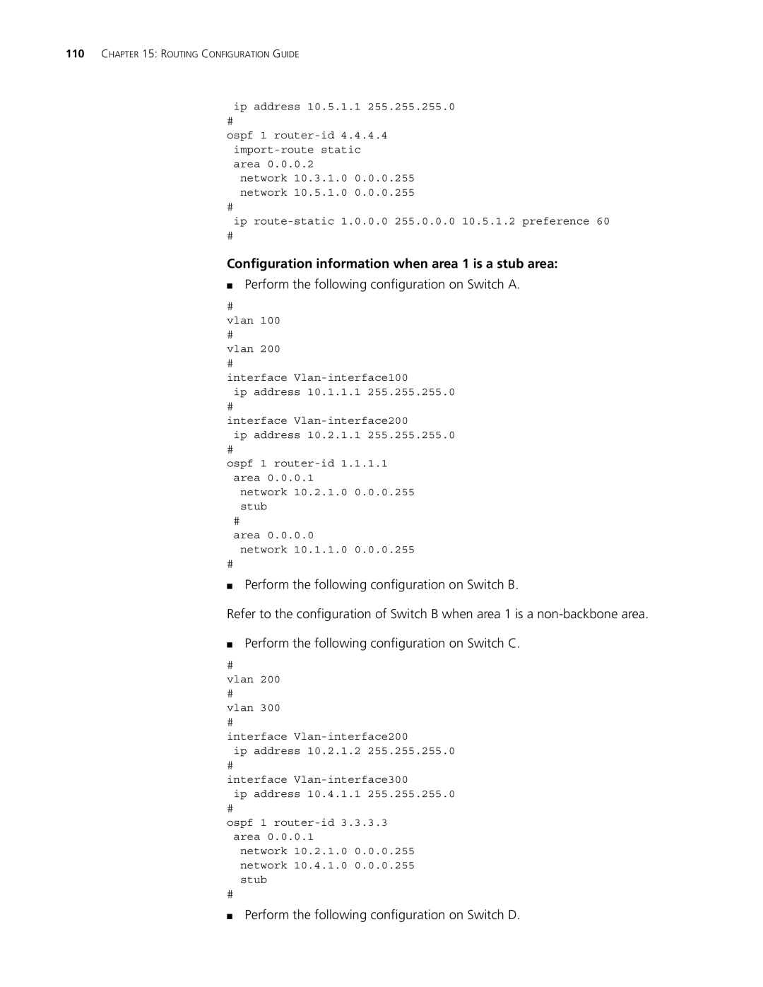 3Com 4210, 5500G, 4200G manual Configuration information when area 1 is a stub area 