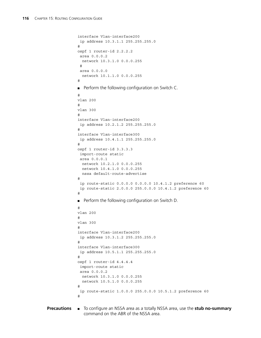 3Com 5500G, 4210, 4200G manual Perform the following configuration on Switch C 