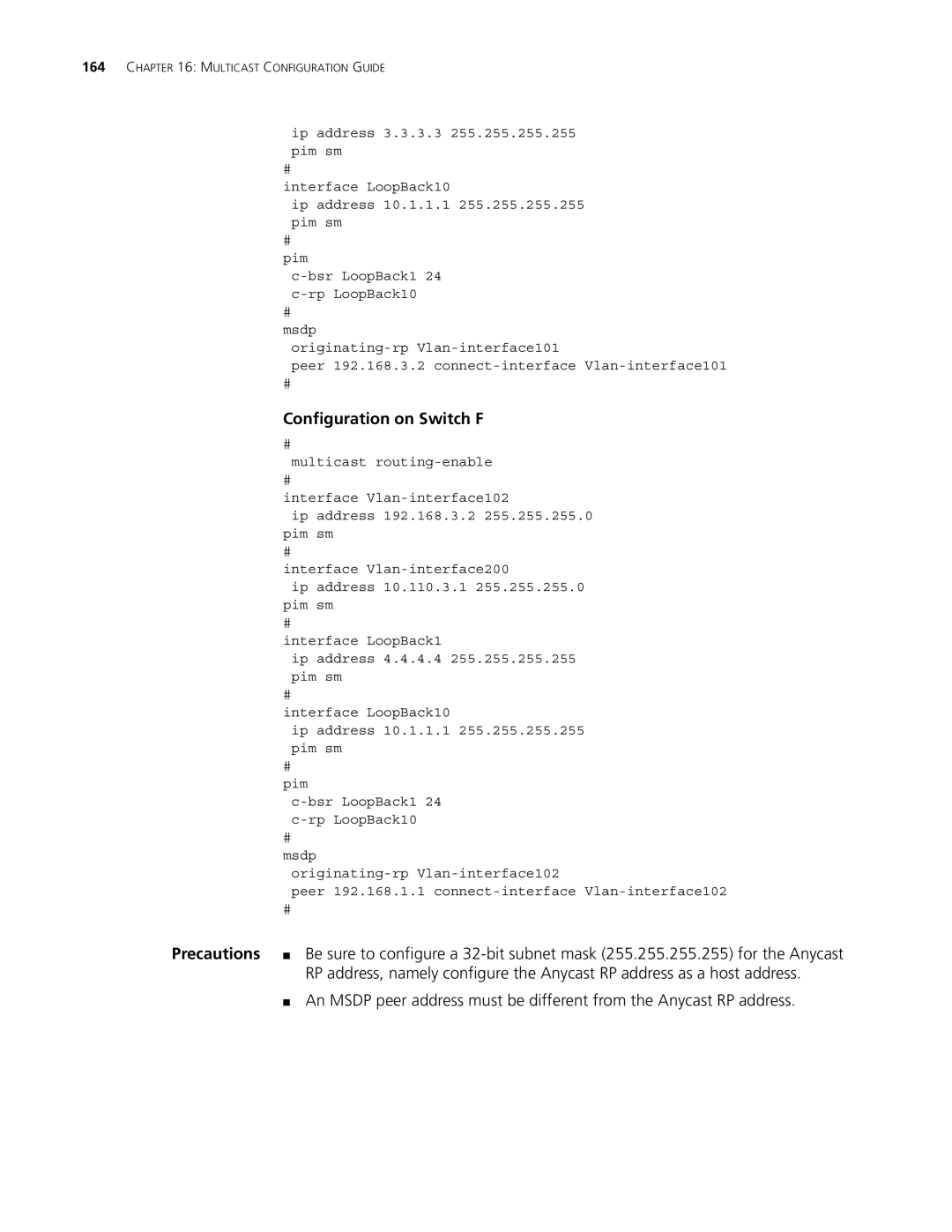 3Com 5500G, 4210, 4200G manual Configuration on Switch F 