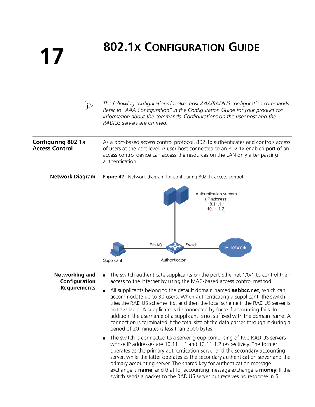 3Com 5500G, 4210, 4200G manual 802.1X Configuration Guide, Access Control 