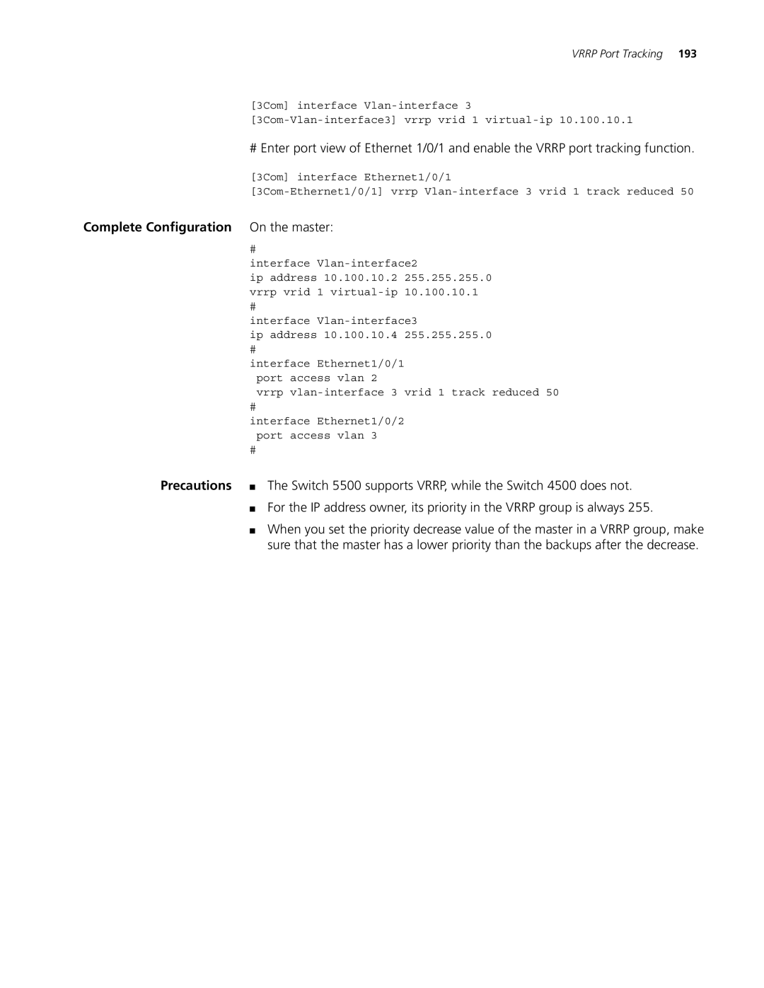 3Com 5500G, 4210, 4200G manual Complete Configuration On the master 