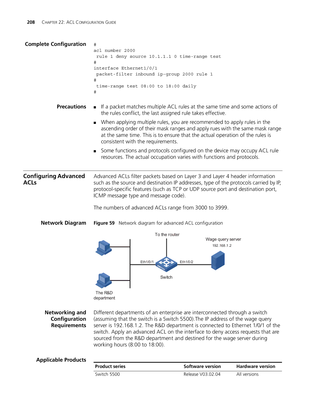 3Com 5500G, 4210, 4200G manual Precautions, Rules conflict, the last assigned rule takes effective 