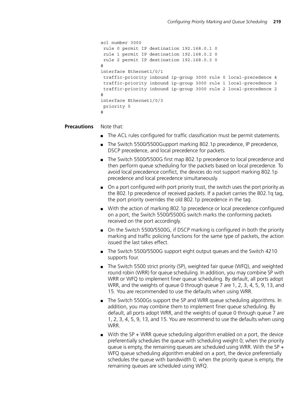 3Com 4200G, 5500G, 4210 manual Precautions Note that 