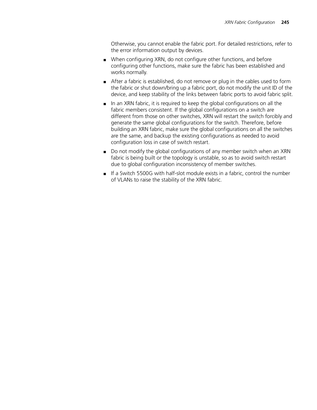 3Com 5500G, 4210, 4200G manual XRN Fabric Configuration 