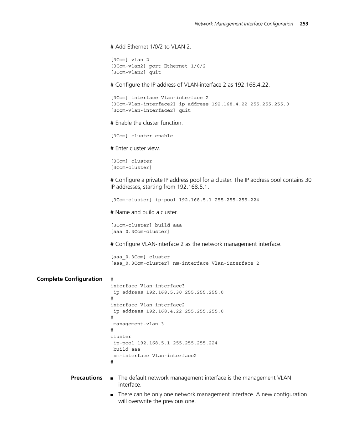 3Com 5500G, 4210, 4200G manual # Add Ethernet 1/0/2 to Vlan, # Configure the IP address of VLAN-interface 2 as 