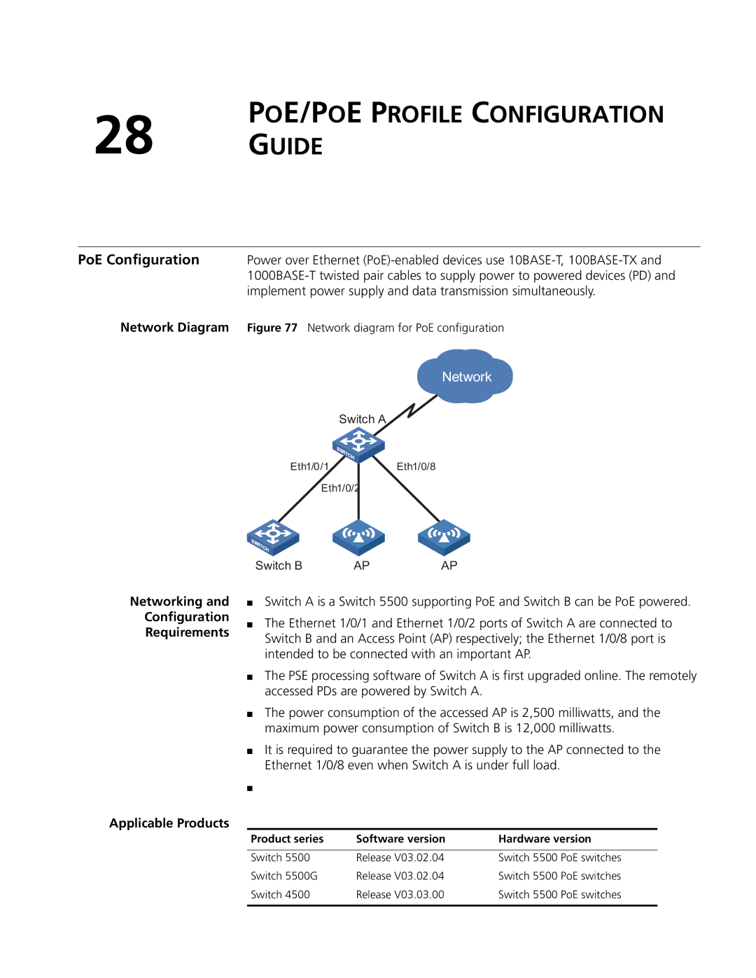 3Com 4200G, 5500G, 4210 manual POE/POE Profile Configuration Guide, PoE Configuration 