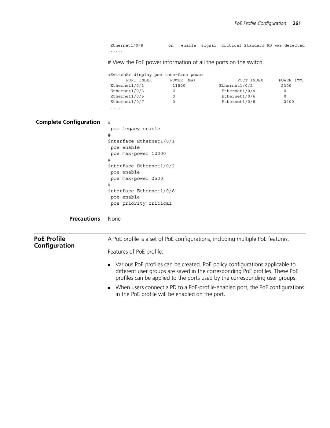 3Com 5500G, 4210, 4200G manual PoE Profile, Features of PoE profile 