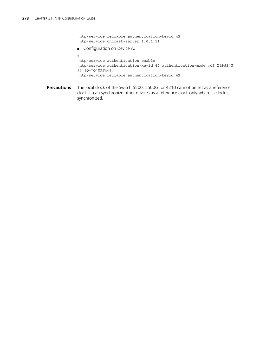 3Com 4210, 5500G, 4200G manual Configuration on Device a 