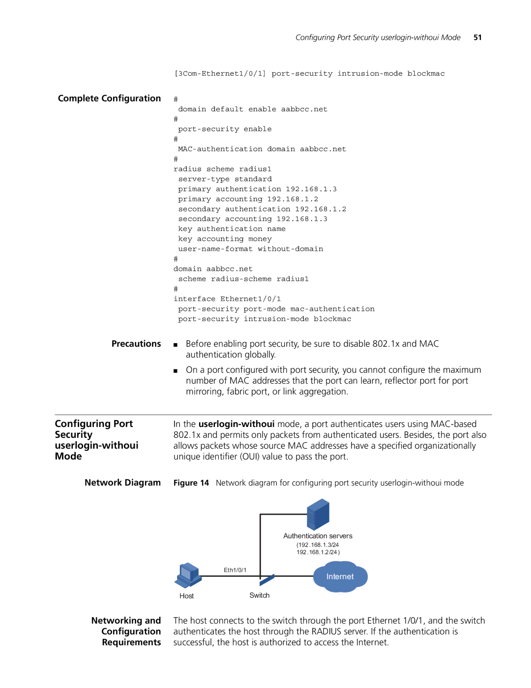 3Com 4200G, 5500G, 4210 manual Security, Userlogin-withoui, Mirroring, fabric port, or link aggregation 