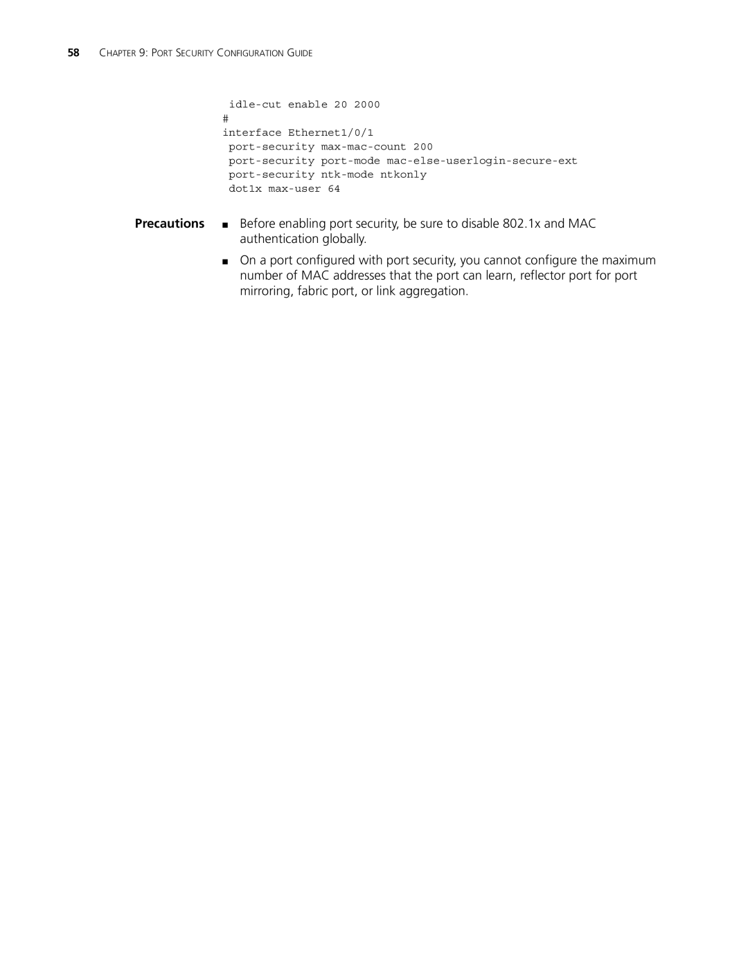 3Com 4210, 5500G, 4200G manual Port Security Configuration Guide 