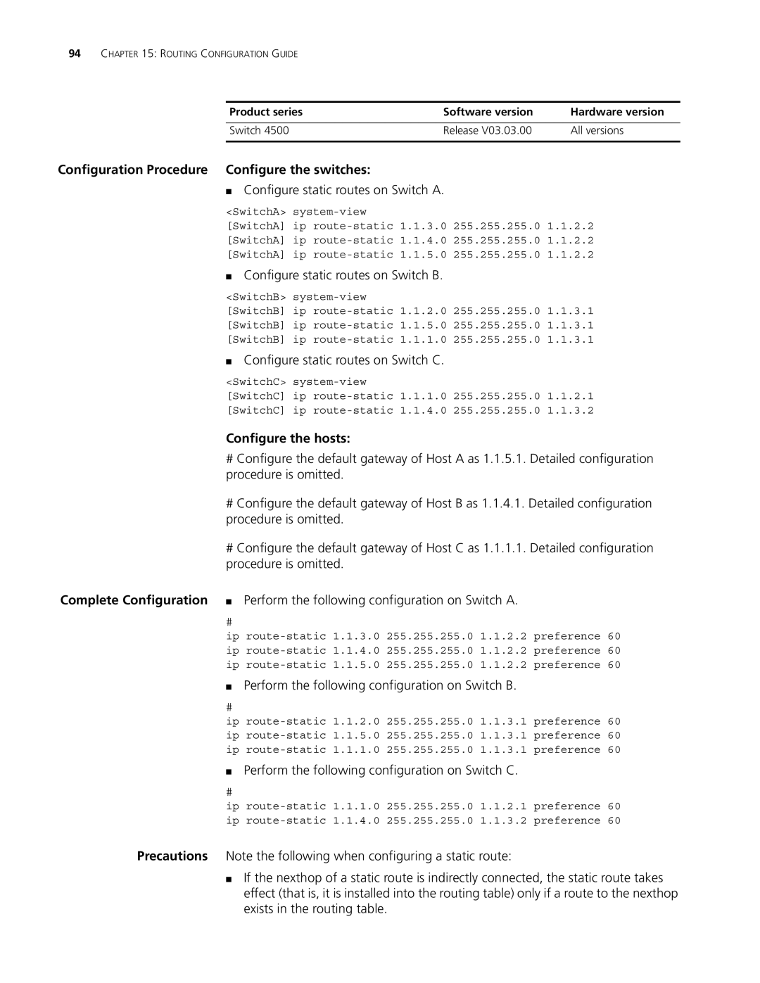 3Com 4210, 5500G, 4200G manual Configuration Procedure Configure the switches, Configure the hosts 