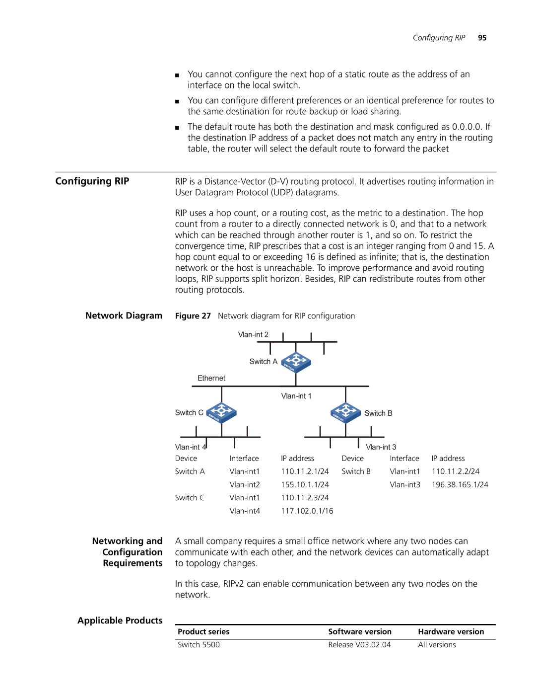 3Com 4200G, 5500G, 4210 manual Configuring RIP, Routing protocols 