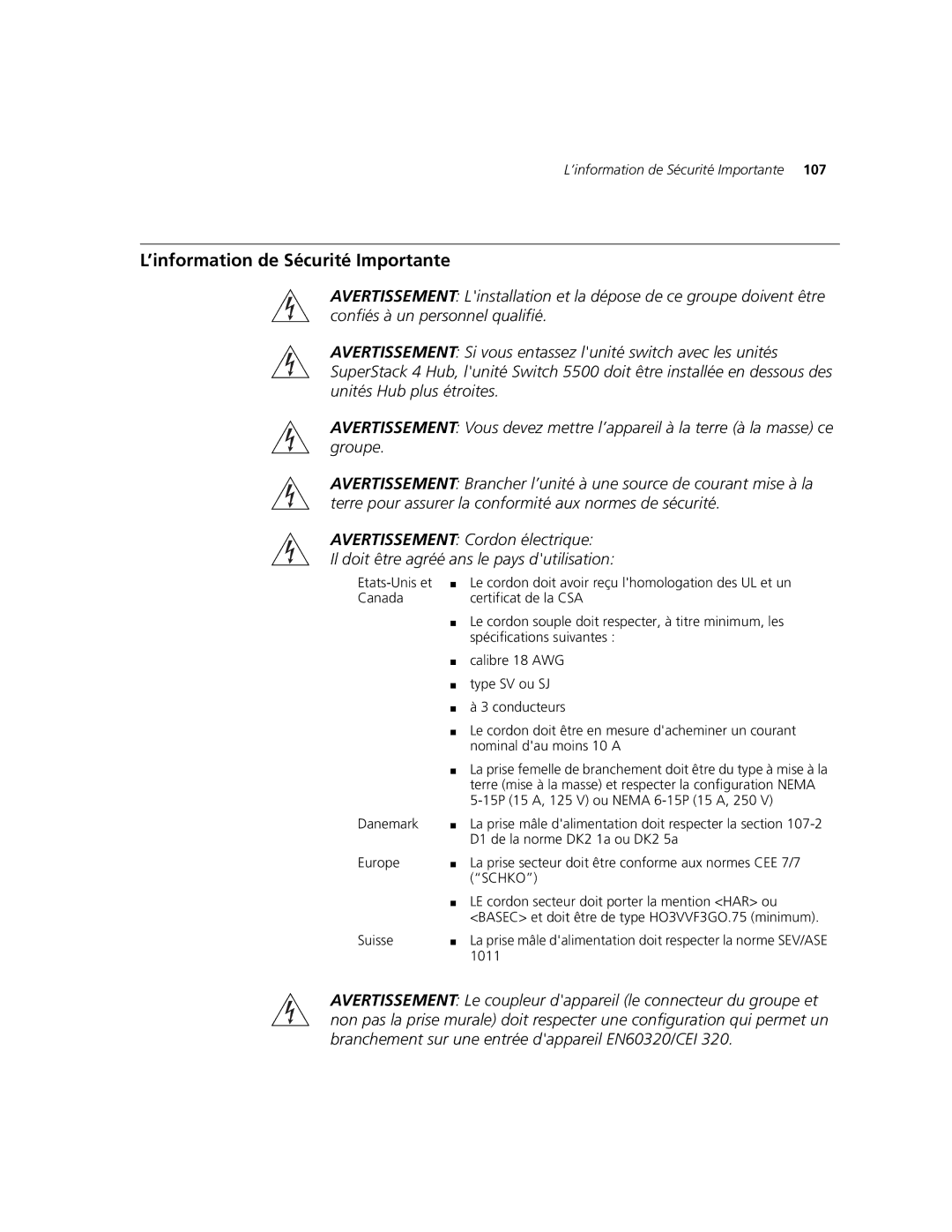 3Com 5500-EI, 5500G-EI manual ’information de Sécurité Importante, Schko 