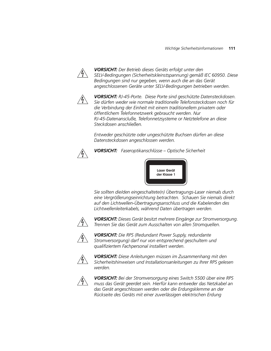 3Com 5500-EI, 5500G-EI manual Wichtige Sicherheitsinformationen 