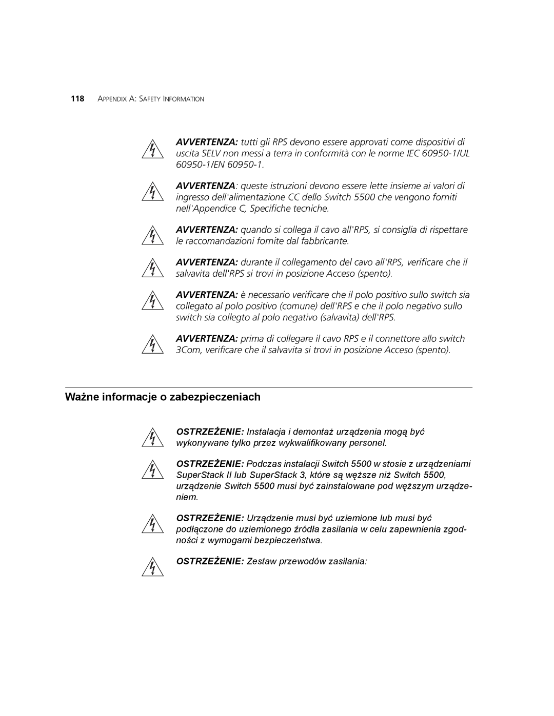 3Com 5500G-EI, 5500-EI manual Ważne informacje o zabezpieczeniach 