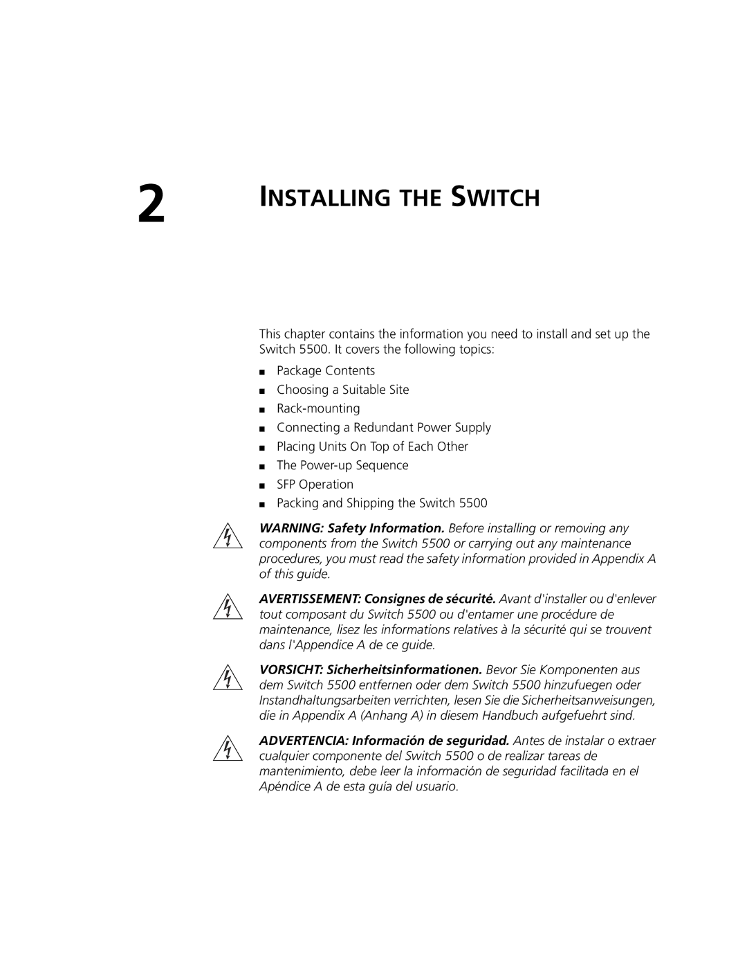 3Com 5500-EI, 5500G-EI manual Installing the Switch 