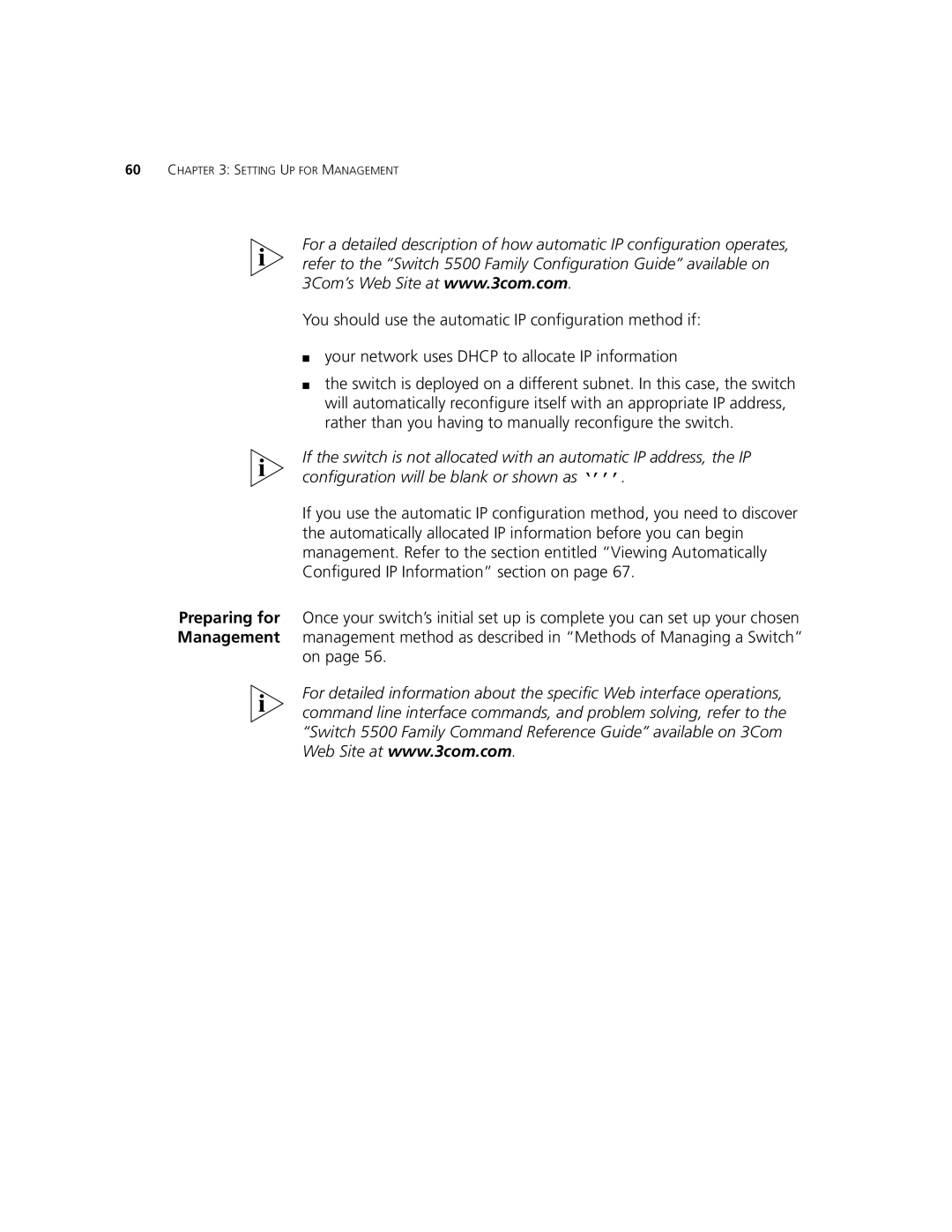 3Com 5500G-EI, 5500-EI manual Setting UP for Management 