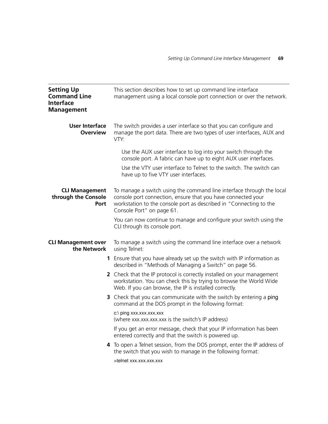 3Com 5500-EI Setting Up, Command Line, Interface Management, This section describes how to set up command line interface 