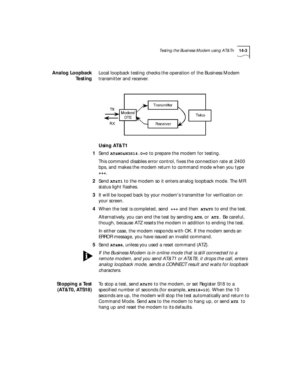 3Com 56K manual Using AT&T1 