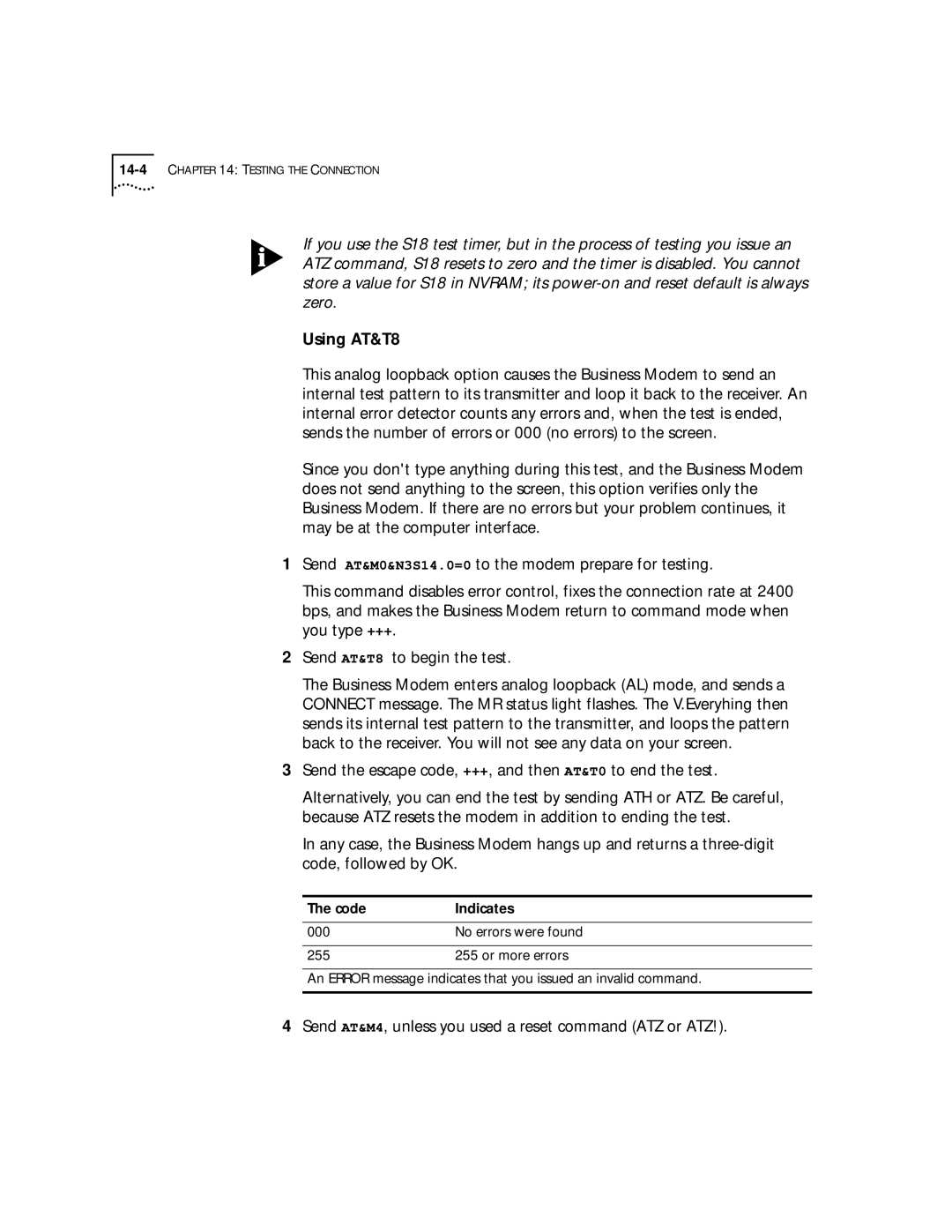 3Com 56K manual Using AT&T8 