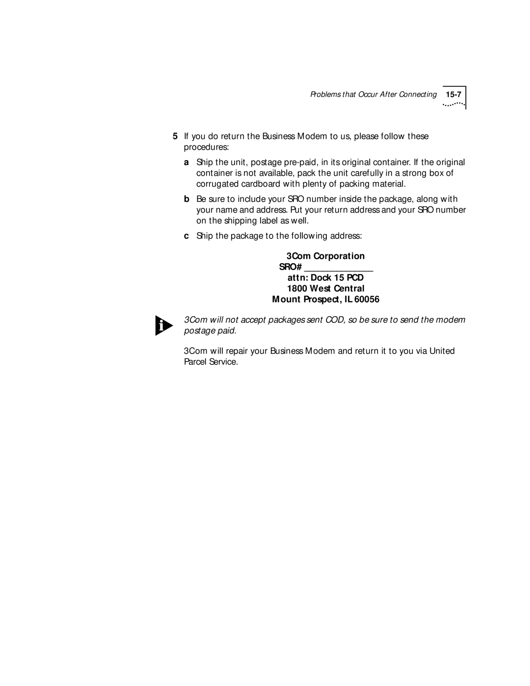 3Com 56K manual Problems that Occur After Connecting 