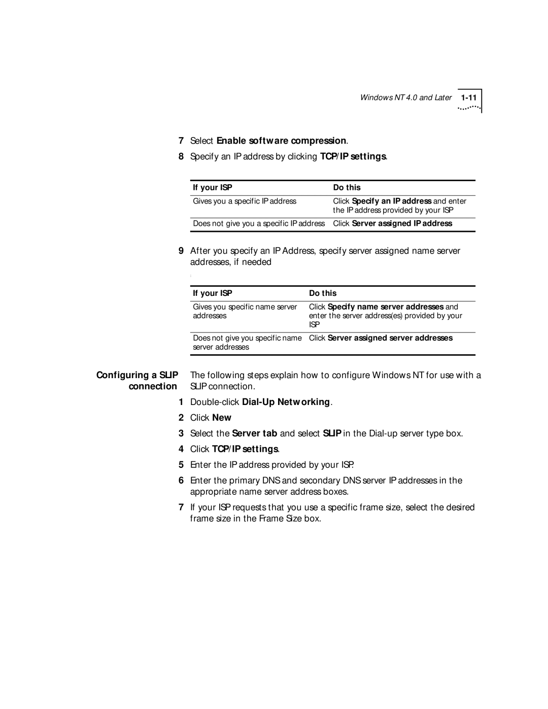 3Com 56K manual Select Enable software compression, Specify an IP address by clicking TCP/IP settings 