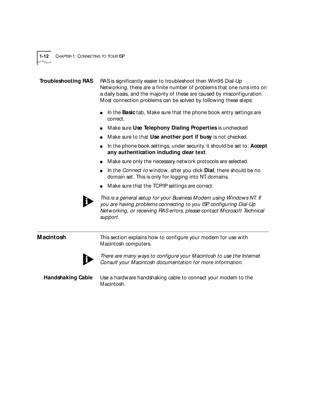 3Com 56K manual Make sure Use Telephony Dialing Properties is unchecked, Macintosh computers 