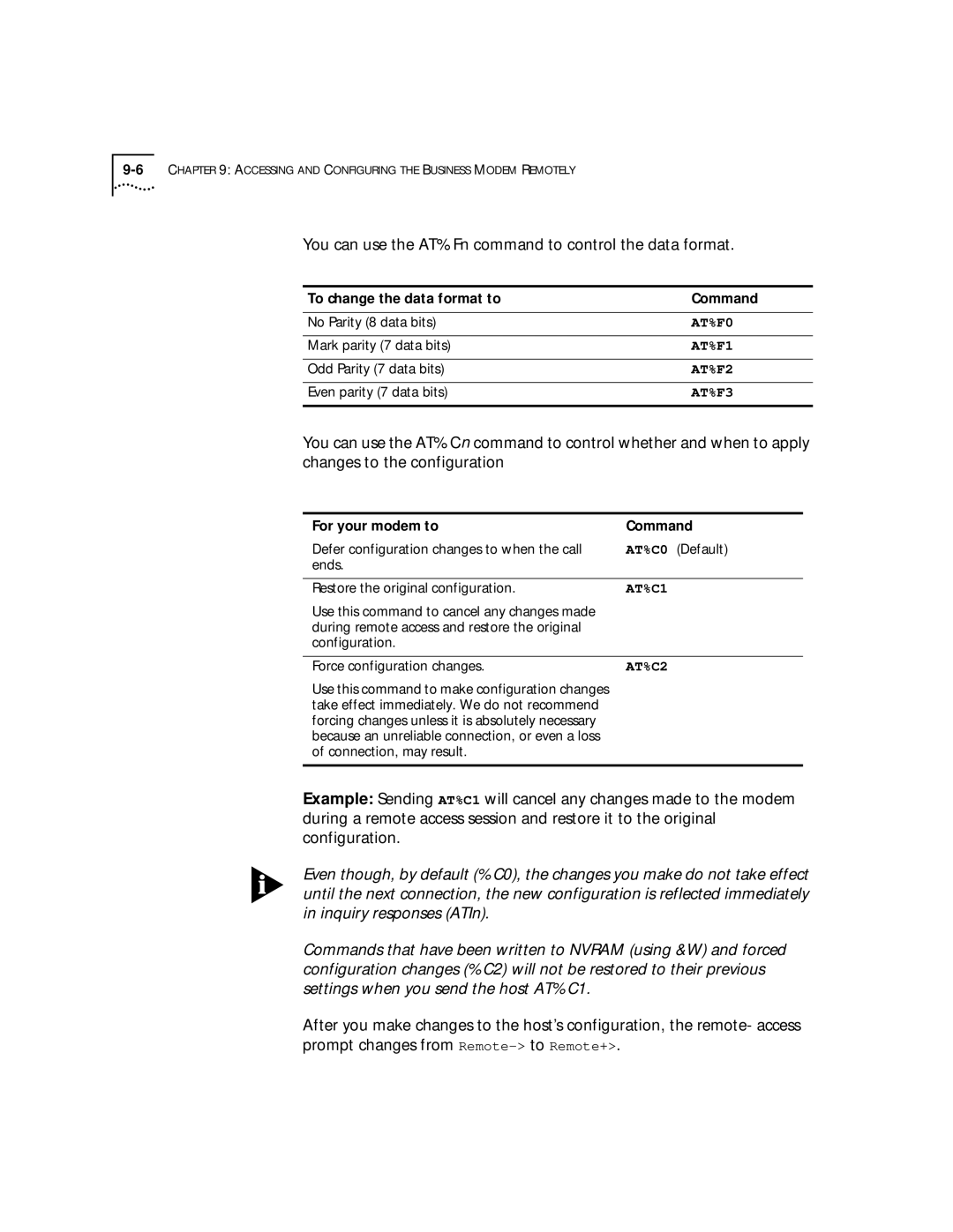 3Com 56K manual You can use the AT%Fn command to control the data format 