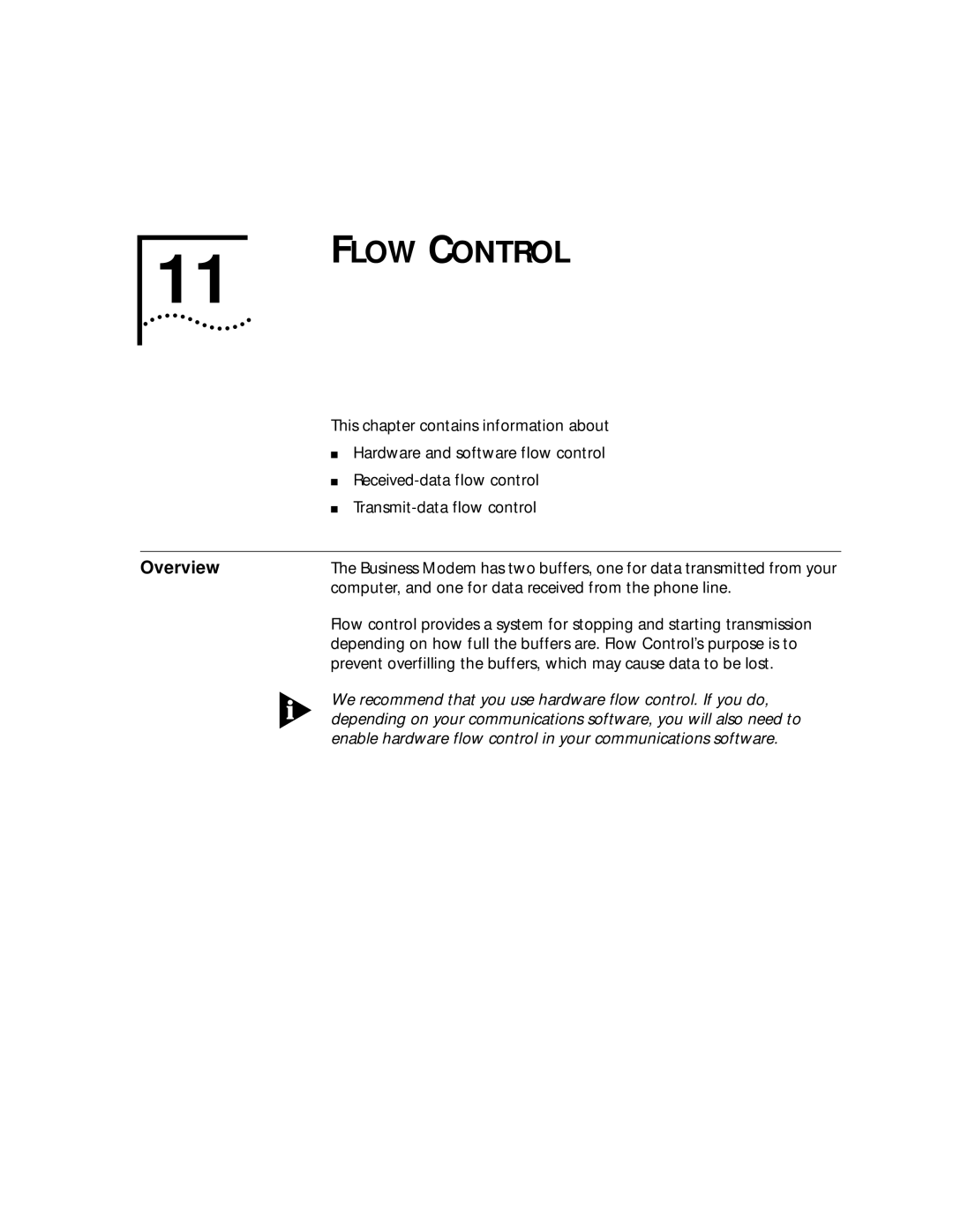 3Com 56K manual Flow Control, Hardware and software flow control, Received-data flow control, Transmit-data flow control 