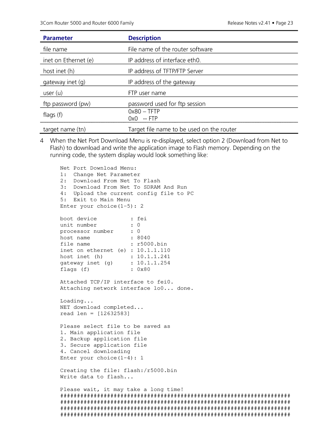 3Com 5000, 6000 manual Parameter Description 