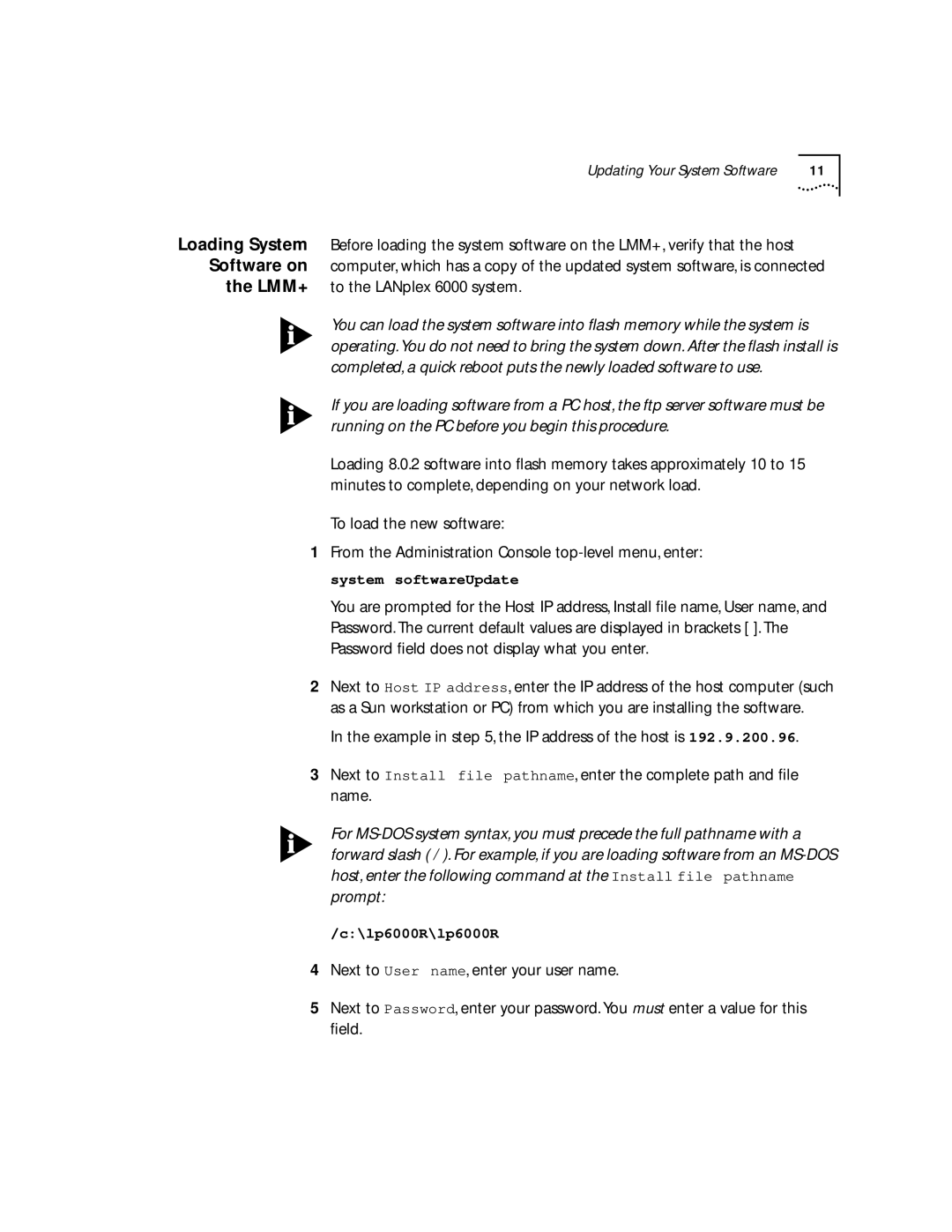 3Com manual LMM+ to the LANplex 6000 system 