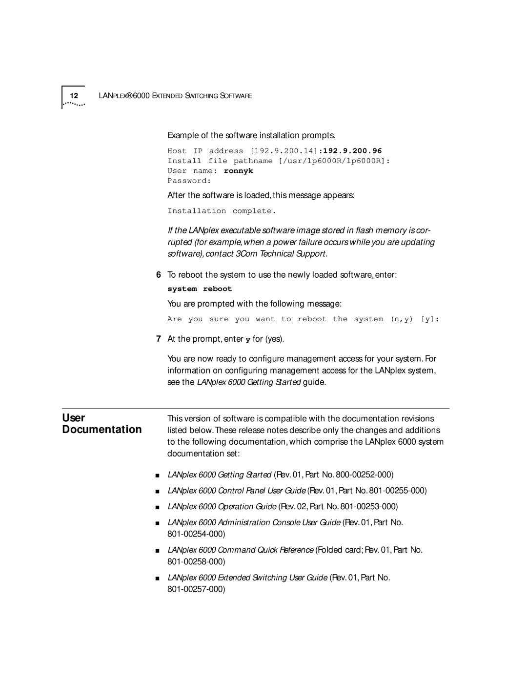 3Com 6000 manual User, Documentation 