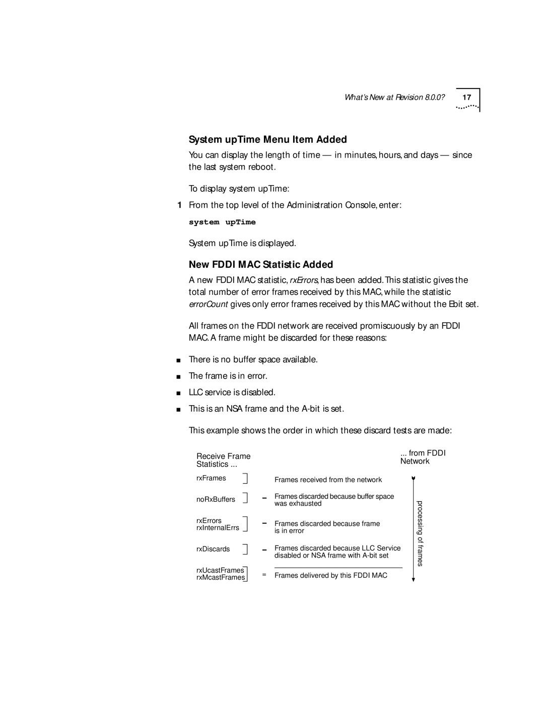 3Com 6000 manual System upTime is displayed New Fddi MAC Statistic Added, From Fddi Network 