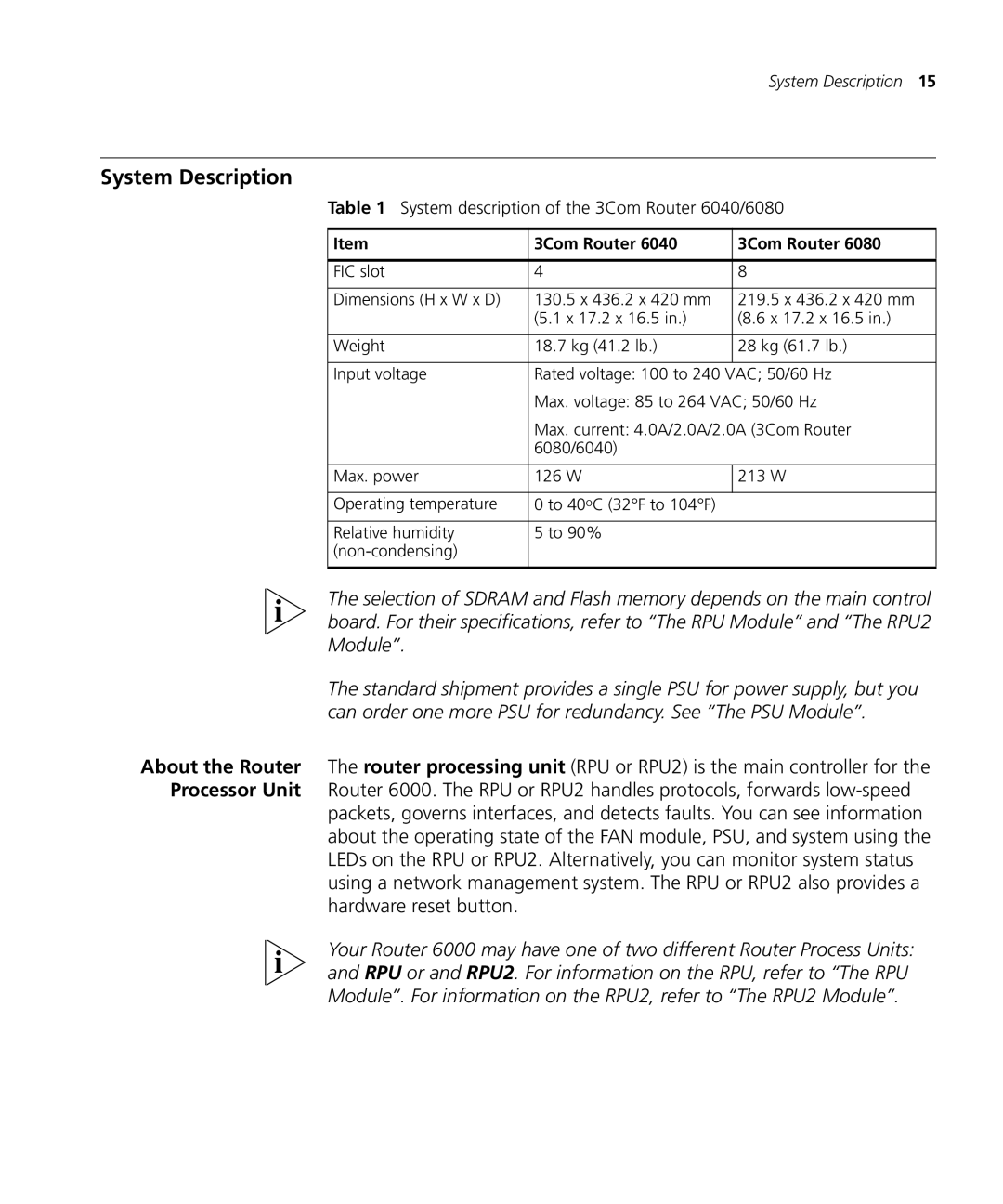 3Com 6000 manual System Description, 3Com Router 