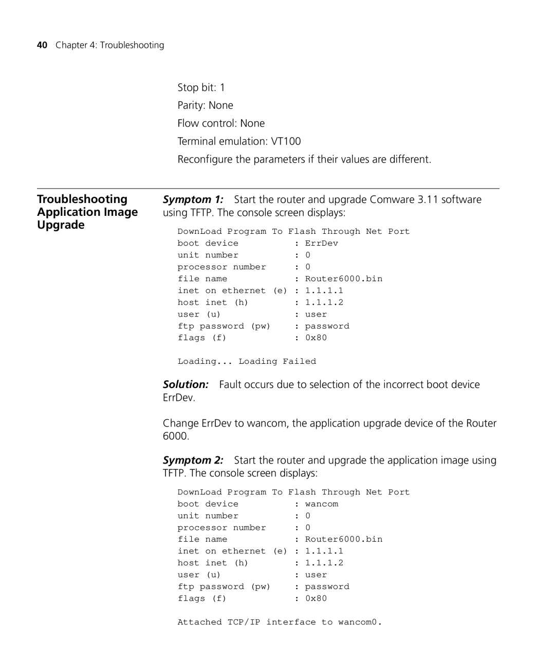 3Com 6000 manual Troubleshooting Application Image Upgrade 