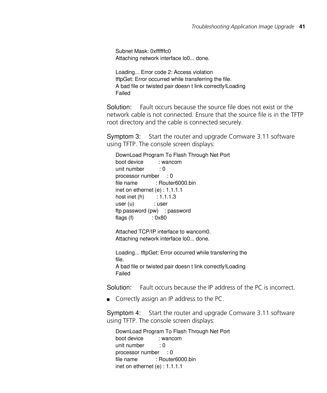 3Com 6000 manual Troubleshooting Application Image Upgrade 