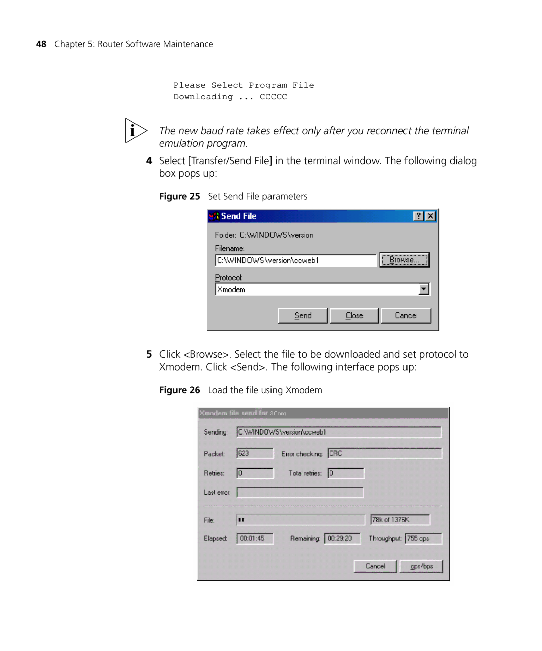 3Com 6000 manual Set Send File parameters 