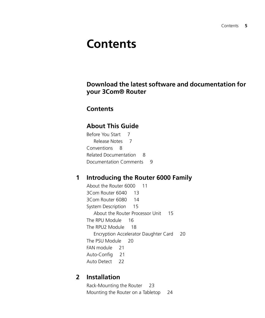 3Com 6000 manual Contents 