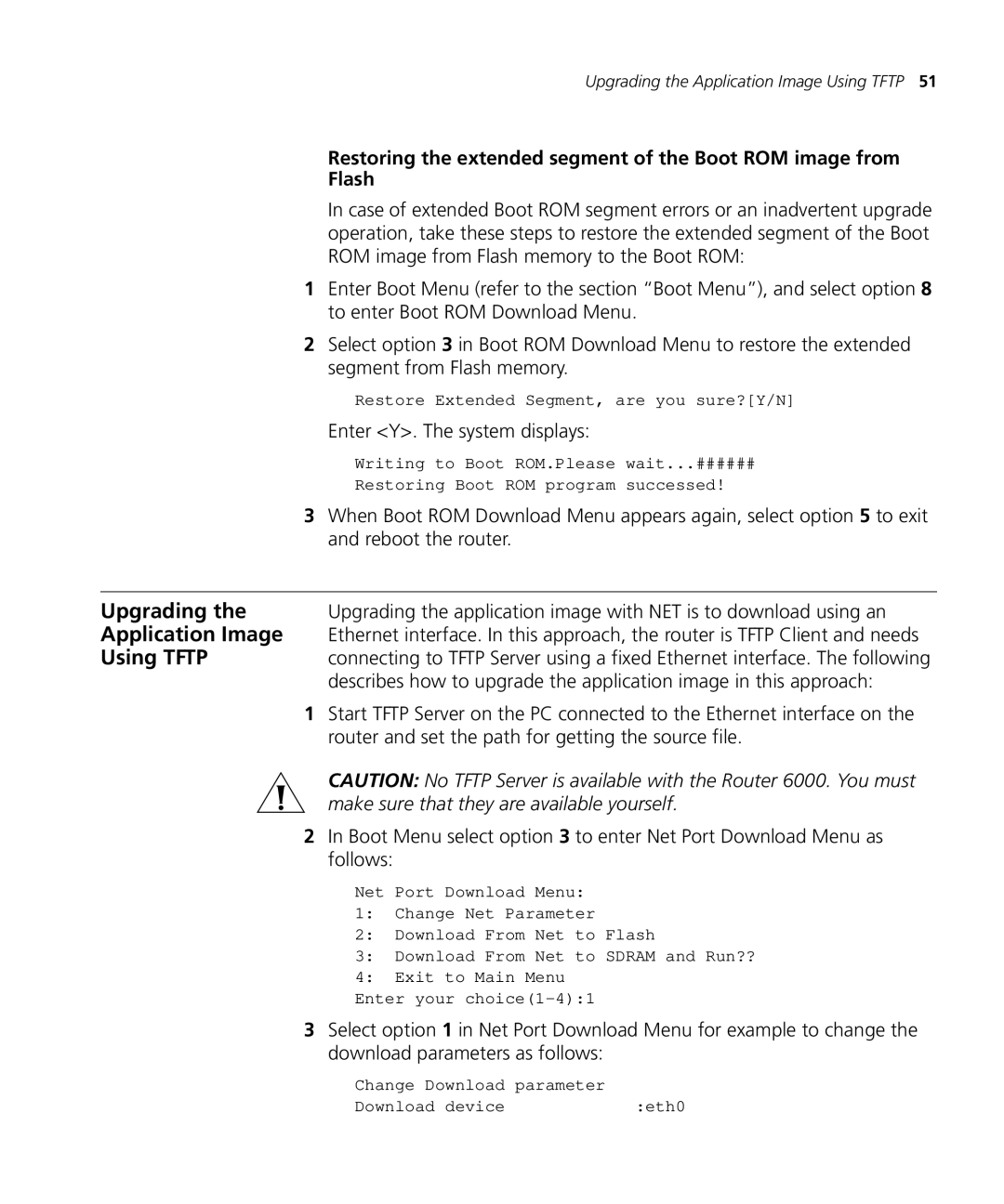 3Com 6000 manual Upgrading, Using Tftp 