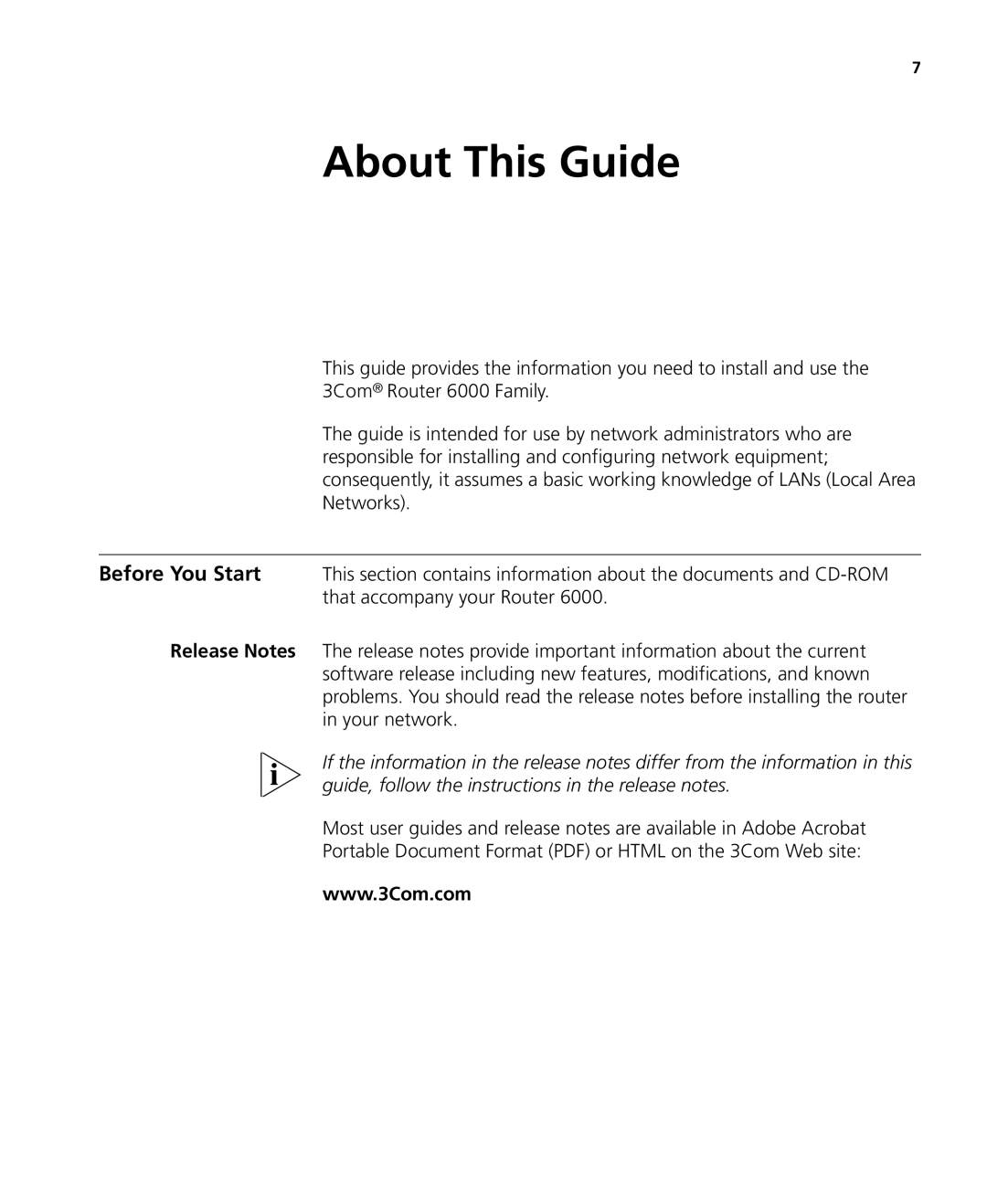 3Com 6000 manual About This Guide 