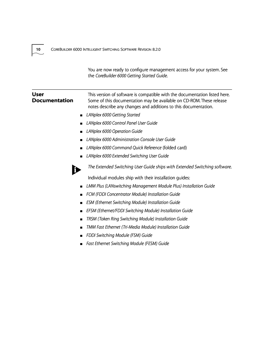 3Com manual Documentation, LANplex 6000 Getting Started, LANplex 6000 Control Panel User Guide 