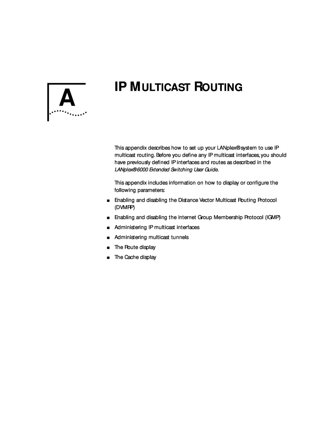 3Com 6000 manual Ip Multicast Routing 